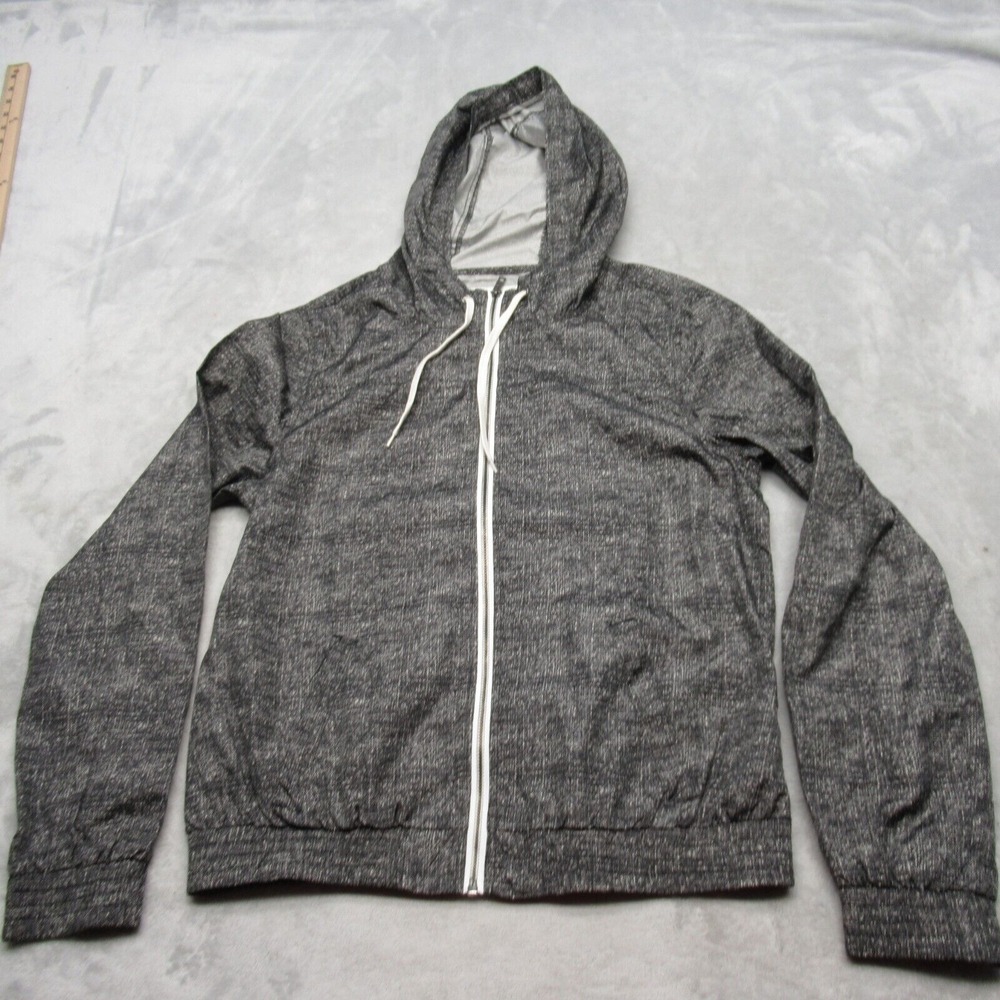 Zine Jacket Women Large Black Hiking Pockets Hooded Full Zip Windbreaker NEW
